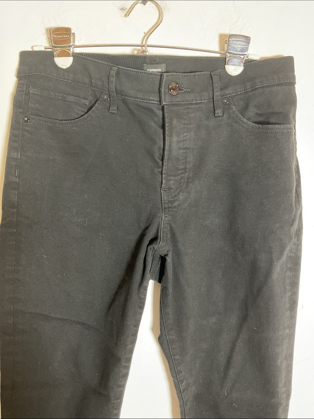 Express Black Mid Rise Skinny Jeans Size 10R Stretch Denim - Picture 2 of 11